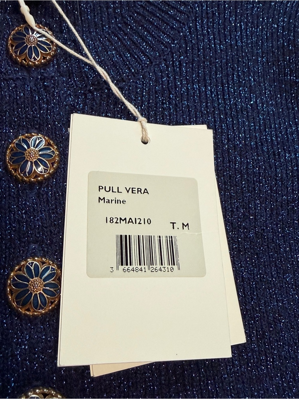 NWT Sézane x Manoush Vera Sweater in Marine Blue Metallic Knit - Size Medium - Picture 6 of 6